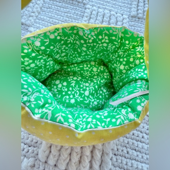 Vintage Handmade Fabric Plush Easter Basket with Bunny, chick and eggs - Picture 7 of 15